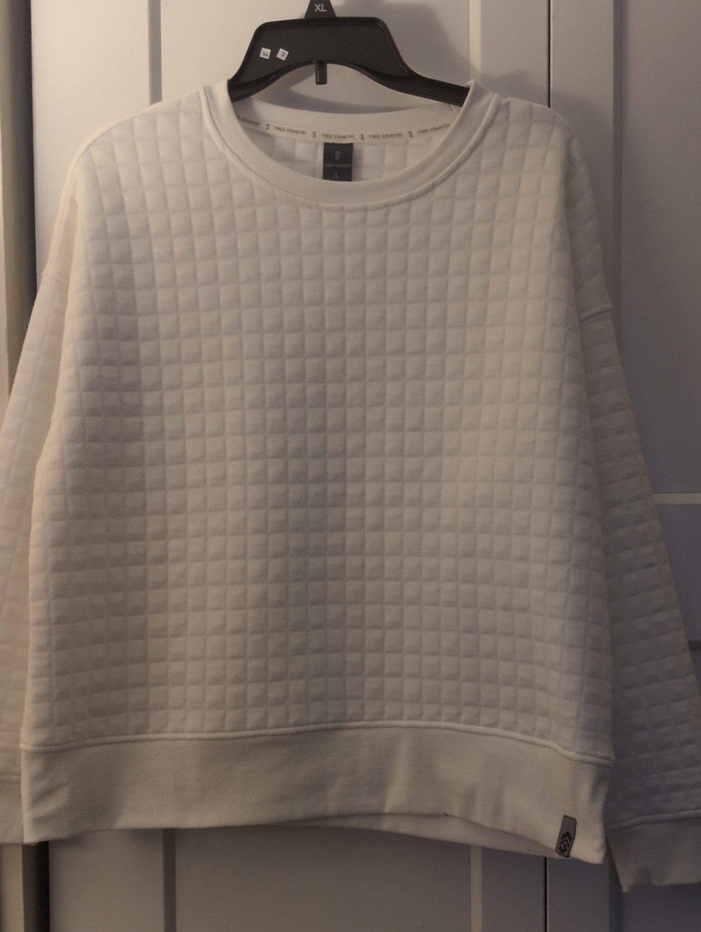 Free Country White Quilted Crewneck Sweatshirt